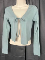 Dusty Blue Tie-front Top