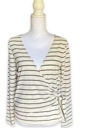 Harper Heritage Long Sleeve Striped Wrap Sweater- Size Small