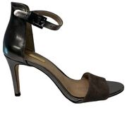 Louise Et Cie Shoes Womens 7.5 Ankle Strap Lo Olive Chrome Metallic Heels Silver