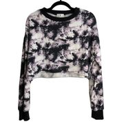 Socialite Black and White Tie Dye Cropped Sweatshirt