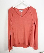 Wildfox Orange V-Neck Soft Ribbed Sweater Sweatshirt NWT