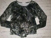 Nwt Eye Candy Women's Size Medium Front Tie Crushed Velvet Blouse