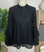 Laundry by Shelli Segal • lace balloon ruffle sleeve blouse