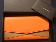 BOTTEGA VENETA continental wallet 608260 soft calf leather orange & caramel tan