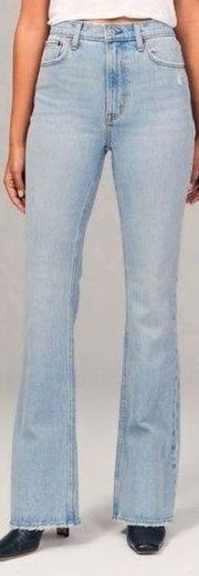 Abercrombie & Fitch 70s vintage flare ultra high rise light wash jeans size 30