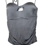 Athleta Women's Knot Bow Swim Beach Tankini Grey Lined Ruched Padded HalterTop M