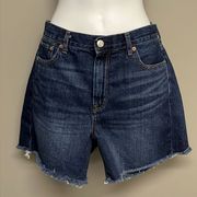 American Eagle  Outfitters Dark Wash Distressed Faded Mom 5-Pocket Shorts- Sz 8