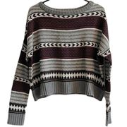 BB Dakota Striped Cropped Pullover Sweater - Medium