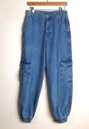 Ragged priest ladies oversized 100% cotton cargo jogger denim jeans size 30