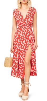 Carina Red Floral Midi Dress