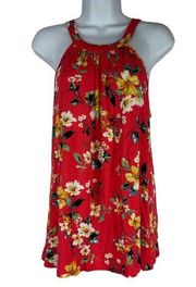 Loveappella Women's Floral Print Sleeveless Blouse Size M Red