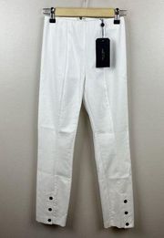 Rag & Bone Simone Snap Front Pants Size 00 White High Rise Cropped Stretch