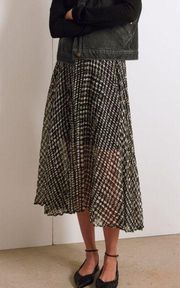 BA&SH Noir Bessie Woven Midi Skirt Polka Dot Accordion Size Small