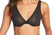 Old Navy Mesh Unlined Underwire Plunge Bra 42DD Black Jack