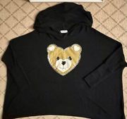 Lauren Moshi  Wilma X Teddy Bear black hoodie NWOT