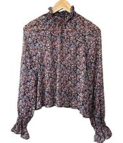 ASOS Design Long Sleeve Floral Blouse Shirred Neck & Cuffs Women's Sz 8 New