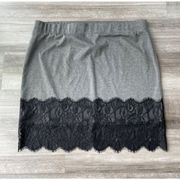 Maurices Womens Size 3X Gray Skirt Plus Black Lace Stretch