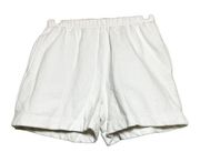 VTG esprit 90s Shorts 100% Cotton Elastic Waist Thick Trim Pleated White S