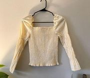 NWT Design History Yellow and White Gingham Checkered Square Neck Top size XS