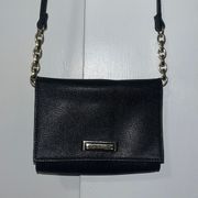 Crossbody Bag Flap Purse Pebbled Vegan Leather w Chainlink Strap Detail