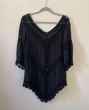Aqua crochet boho blouse size xsmall