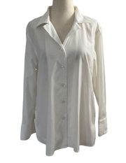 Talbots Women Size 12 White Button Up Shirt 3/4 Sleeve Collared Top (16-241P)