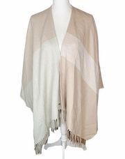 Soia & Kyo Light Pink Cream Colorblocked Open Poncho Scarf Hem OS One Size