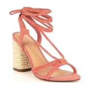 Gibson & Latimer Sandal Tasha Suede Lace up Shoe Coral 7.5 NWT