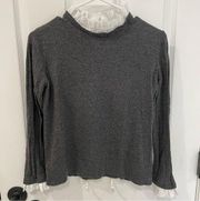 14th & Union Gray Sweater White Ruffle Collar and Cuffs Women’s Size S