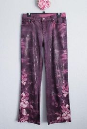 Vintage‎ Y2K Roberto Cavalli Purple Floral Scaled Jean Pants