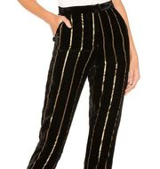 L'Academie The Fallon Pant in Black & Gold Stripe