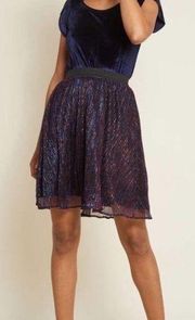 ModCloth Glitz the Spot Metallic Pleated Skirt Medium