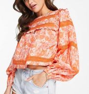 Miss Selfridge Women’s NWT Orange Lace Victoriana Balloon Sleeve Blouse 6/ Med