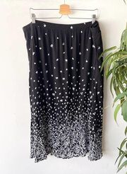 Cathy Daniels Skirt Womens 3X Black White Floral Boho Western Coastal Summer