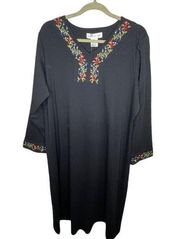 Susan Graver Embroidered Dress Black NWT