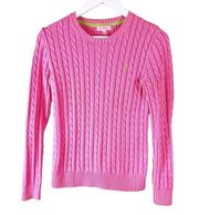 Lilly Pulitzer Barbie Pink Cable Knit Crew Neck Sweater Pullover XS