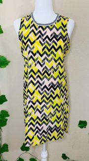 Yellow Chevron Zig Zag Shift Dress