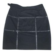 Adrienne Vittadini Black Skirt w/Faux Leather Trim