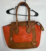 London Fog large shoulder bag purse orange & brown