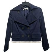 Stella McCartney Navy Blue Cropped  Double Breasted Jacket size 40 Large