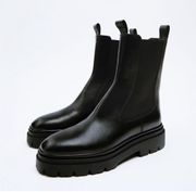 ZARA Leather Lug Sole Boots