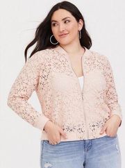 Torrid Lace Bomber in Pale Blush