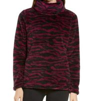 NWT! Zella Nikki Furry Fleece Sweatshirt. PURPLE NECTAR WILD ZEBRA, Size 1X