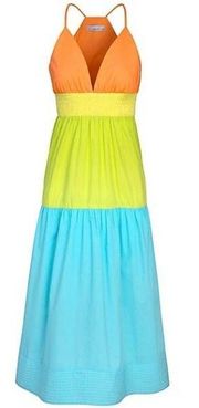 Playa Colorblock Midi Dress Tiered Skirt V-Neck Strappy NEW, size XL