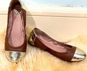 Vince Camuto VC-Ernest Brown & Gold Patent Leather Ballet Flat 7