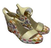 COACH wedge heels logo shoe Size 6 multi color rainbow