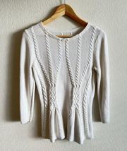 3/$15 - CUPIO Snowcap Ivory White Cable Knit 3/4 Sleeve Pullover Sweater