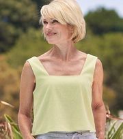 Comfy And Ready Lily Square Neck Tank in Lime Green