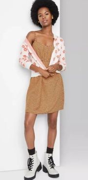 NWT Brown Plaid Babydoll Strappy Slip Dress Plus Size 3X Retro  New