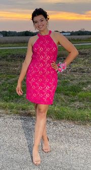 Ashley lauren Hot Pink Homecoming / Prom  Dress